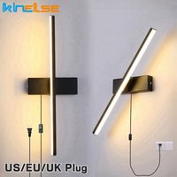 Modern Mirror LED Wall Lamp With EU/US Plug Cord Rotatable Bedside Sconce Vanity Bedroom Living Room Wall Light Fixture 110/220V