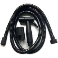 Toilet Bidet Faucet Black Handheld Sprayer Stainless Steel Bathroom Hand Bidet Sprayer Set Hose Toilet Self Cleaning Shower Head