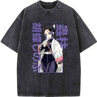 Demon Slayer Washed T-shirt, Casual Anime Short Sleeve for Men & Women, Loose Breathable Summer Top with Classic Symbols