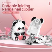 1 piece 3D Panda Keychain with Foldable Nail Clippers - Stainless Steel Fingernail/Toenail Trimmer, Portable Manicure Tool