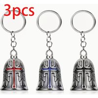 3 pieces/set Wings Cross Bell Keychain Men's Motorcycle Riding Lucky Exorcism Accessories