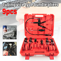 9pcs Flexible Hose Clamp Clip Pliers Set Swivel Jaw Flat Angled Band Remover Tool