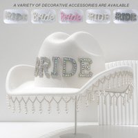 HongLuan White Felt BRIDE Cowboy Hats Women & Cowboy Hat Rhinestone Woman, Festival Accessories, Wedding Party Decorations