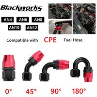 Universal AN4/AN6/AN8/AN10/AN12 Straight 45 90 180 Degree Oil Fuel Swivel Hose End Fitting Oil Hose End Adaptor Kit Black Red
