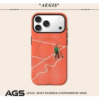 Aegis case Protective Bumper for Magnetic Magsafe for iPhone 17 16 15 14 Plus 13 Pro Max Hard PC Tennis Court Art Cover