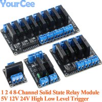 1 2 4 8 Channel Way 5V 12V 24V High Low Level Trigger Solid State Relay Module Board Relay SSR 250VAC/2A 240VAC/2A