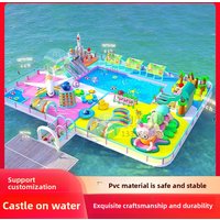 New Design Inflatable Water Park Large Floating Island Water Obstacle Course Inflatable Castle Bounce Cloud