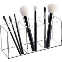 Pen Holder Acrylic Brush Makeup Storage Box Countertop Container Desktop Clear Divided Desk 1-3 Compartment Organizer Case