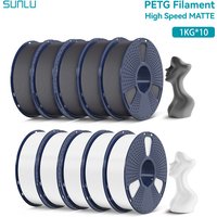SUNLU 10KG High Speed Matte PETG Filament 1.75mm 1000g Spool (2.2lbs) High Speed Printing Filament Fit Most FDM Printer