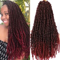 18 Inch Pre-twisted Passion Twist Crochet Hair Boho Synthetic Spring Passion Curly Crochets Braids Hair for Women Girls Kids