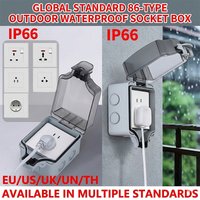 IP66 Waterproof Outdoor Socket Box Type 86 Wall Plug Cover EU US UK UN TH Universal Weatherproof Electrical Outlet Protector