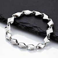 Hiphop Men's Chunky Chain Bracelet,21CM Stainless Steel Geometry Link Wristband,Stylish Birthday Party Gift
