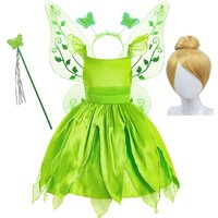 2026 Girls Dress Baby Princess Evening Ruffles Fantasy Children Green Fairy Cosplay Carnival Costume Sleeveless Pageant Clothe