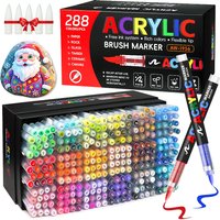12-288 Colors Acrylic Paint Pen Marker Brush Tip Paint Marker For Rock Painting Wood Canvas Stone Christmas Gift DIY Craft