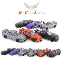 DCT/DM 1/64 Nissan GTR R34 Car Alloy Toys Motor Vehicle Diecast Metal Model Kids Toys Boys