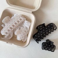 Vintage Black White Polka Dot Hair Claws for Women Girls Elegant Large Square Shark Claw Clamp Clips Barrette Hair Accessories