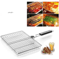 Foldable 304 Stainless Steel BBQ Mesh Grilling Basket Non-Stick Grill Mat Meat Vegetable Steak Tool For Picnic Party Barbecue