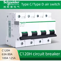 Schneider Electric Air Switch C120H High Current Circuit Breaker 63a 80a 100a 125a 1P 2P 3P 4P Type C / Type D