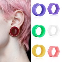 Doearko 12pcs Thin polygon/round Punk 8-19mm PLA Ear Gauges, Simple & Fashionable Personalized Ear Plugs piercing jewelry