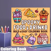 28 Pages Food and Drink Coloring Book for Adult | Colouring Book, Drawing Supplies for Christmas, Thanksgiving