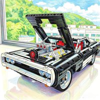 Classic American black sports car; Famous technical vehicle from the movie; Building block car model; Assembly toy; Holiday gift