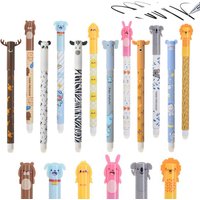 3/6/12PCS 3D Animal Erasable Gel Pen with Erase Ink Cute Animal Pen 0.5mm Tip Fine Ballpoint Pens for School Office Gift