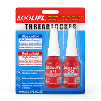 LOOLIFL 243 Medium 271 High Strength 10ml*2, Blue Red Thread Locking Adhesive for Metal Bolts Vibration Resistant Thread Sealant