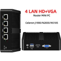 Fanless Mini PC 4 Ethernet Celeron J1900 N2830 Firewall Router Pfsense Windows OpenWrt Debian Industrial PC Computer Server