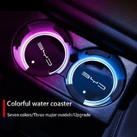 Car Water Cup Coaster Holder 7 Colorful Led Atmosphere Light For BYD Atto 3 Song F0 Qin Pro G3 I Han Tang EV F3 E6 Dmi Yuan Plus