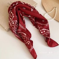Vintage Cashew Flower Print Hair Scarf Bandana Western Cowboy Wine Red Square Scarf Multi-Purpose Neckerchief for Men Women Gift