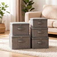 Soft Cover Zipper Storage Box with Lock, Foldable Clothes Organizer, Portable Folding Box for Home