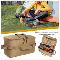 1PCS Green Outdoor Camping Picnic Carry Bag Basket - Gas Stove Canister Pot Organizer Storage Sack for Cookware And Utensils