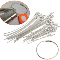 10PCS 10/15/20cm Fashion Hiking Tool Wire Keychain Cable Key Ring Stainless Steel