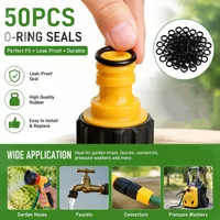50PCS black rubber O-ring seal set - made of durable synthetic material, perfect for garden water pipes and faucets