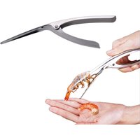 LMETJMA Shrimp Peeler Stainless Steel Prawn Peeler Shrimp Peeling Deveiner Seafood Shell Prawn Shrimp Curved Peeler KC0037