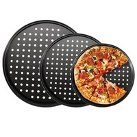Carbon Steel Perforated Pizza Pan Non Stick Mupti Purpose Pizza Baking Tray Round 10/11/12 Inch Cooking Plate Crispy & Bubbly
