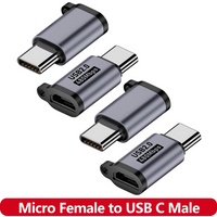 Micro USB 2.0 to USB C Adapter Micro USB Female to USB Type C Male Connector Support Charge Data Sync for Type-C Phones Tablets