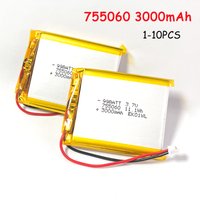 3.7V 3000mAh 755060 Rechargeable Li-Polymer Batteries for Mobile Power Toys Tablet PCs Laptops Beauty Instruments Medical Device