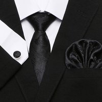 Hochwertiges Krawatten-, Einstecktuch-, Manschettenknopf- und Krawatten-Set mit Print für Hochzeiten, Bestseller