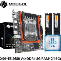 MOUGOL X99 Gaming Motherboard Kit with Intel Xeon E5 2680 V4 & DDR4 8Gx2 2133MHz Dual Channel ECC RAM M.2 NVME for Desktop PC