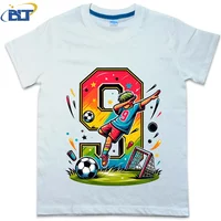 9-year-old kids birthday T-shirt summer children's cotton short-sleeved personality top dab gesture football fan boy gift