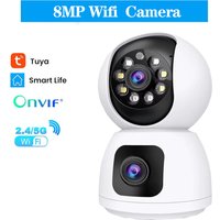 Tuya 4K 8MP HD WiFi Camera Indoor Dual Screen Baby Monitor Color Night Vision Camera PTZ Auto Tracking Home Security Camera