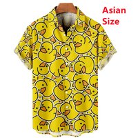 Duck Shirt 3DPrinted Men's Fashion Hawaiian Casual Beach T Short Sleeve Single Button Blouse Male Men Women Clothes Designer Man