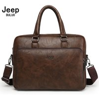 JEEP BULUO High Quality 14 In Laptop Business Bag Men Briefcases For Man Handbags Split Leather Office Large Capacity Bags
