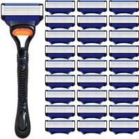 Men's Manual Razor Safety Razor with 6-Layer Stainless Steel Hair Removal Knife, Replaceable Razor Head, Razor Tools