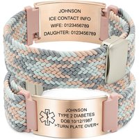 Personalized Medical Alert Bracelet Elastic Nylon Custom Engraved Tag Medical ID Bracelet Adjustable Keepsake Gift for Health