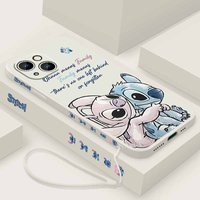 Fashion Stitch Disney Cover For Apple iPhone 17 16E 16 15 14 13 12 Mini Pro Max Plus Liquid Left Rope Funda Silicone Phone Case