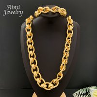 Hip Hop Long Belcher Chain Golden Choker Top Quanlity Gold Plated Jewelry Set Necklace Bracelet Jewellery Sets Party Gifts