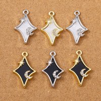 5pcs 24x15mm Cute Crystal Moon Charms Star Pendants for Jewelry Making DIY Necklace Earrings Bracelet Accessories Supplies