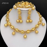 Dubai Nigeria Jewelry Set For Women Classic Design Beads Necklace Earrings Ring Bracelet 18K Gold Plated 4Pcs Set Jewelry